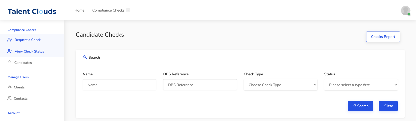 Request a Check in the TalentClouds Client Portal